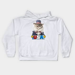 Patriotic Persian Cat Kids Hoodie